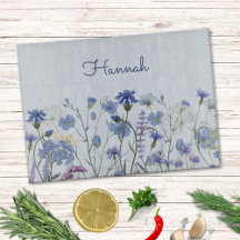 Floral Silvestre Acuarela Azul Monogramada