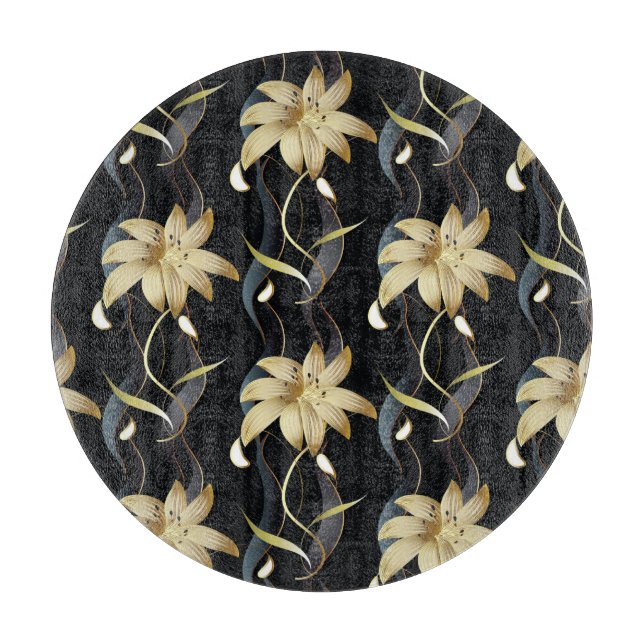 Tabla De Cortar Floral Striped Luxury: Viñeta 3D. (Anverso)