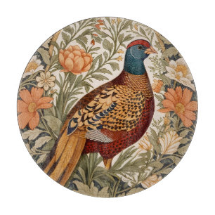 Tabla De Cortar Floral Vintage Faisán Inspirado en William Morris