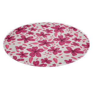 Tabla De Cortar Florales fuertes de color rosa