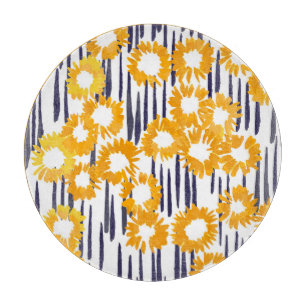 Tabla De Cortar Flores amarillas: cosecha pintada a mano