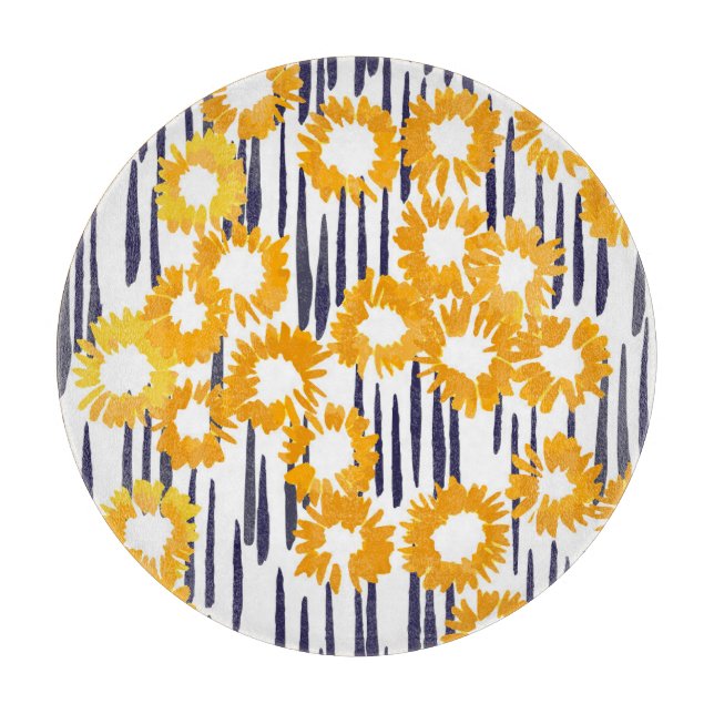 Tabla De Cortar Flores amarillas: cosecha pintada a mano (Anverso)