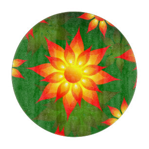 Tabla De Cortar Flores amarillas florales con fondo verde-57557