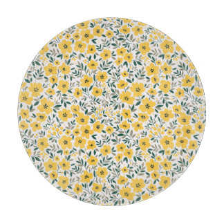 Tabla De Cortar Flores amarillas: flores florales modernas sin cos