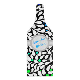 Tabla De Cortar Flores audaces personalizadas modernas azul verde