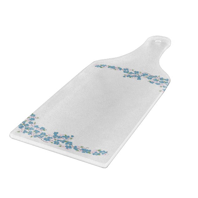 Tabla De Cortar Flores azules (Borde)