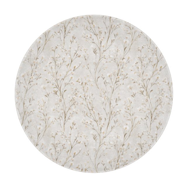 Tabla De Cortar Flores blancas crema bonitas (Anverso)