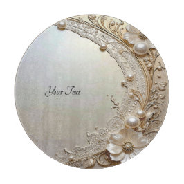 Tabla de cortar flores blancas modernas perlas