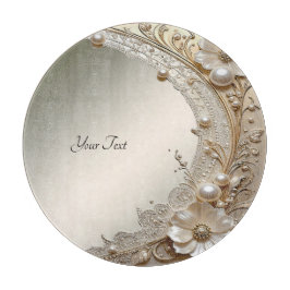 Tabla de cortar flores blancas perlas modernas