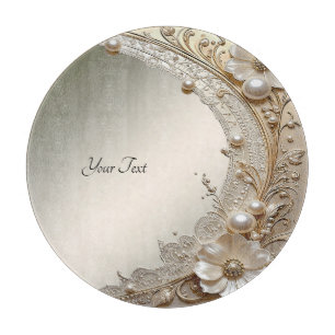 Tabla de cortar flores blancas perlas modernas