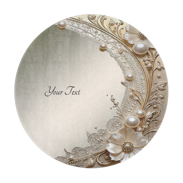 Tabla de cortar flores blancas perlas modernas (Anverso)