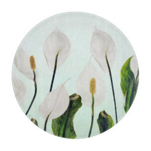 Tabla De Cortar Flores blancas sin soldadura azul