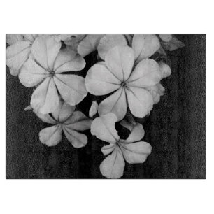 Tabla De Cortar Flores blancas y negras