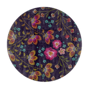 Tabla De Cortar Flores bordadas: patrón sin costuras de moda
