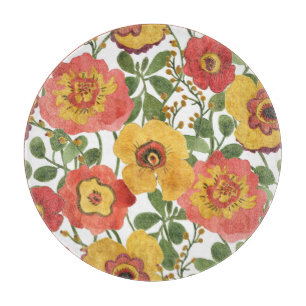 Tabla De Cortar Flores coloridas: patrón acuático de verano.
