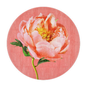 Tabla De Cortar Flores Coral Peony Blossom