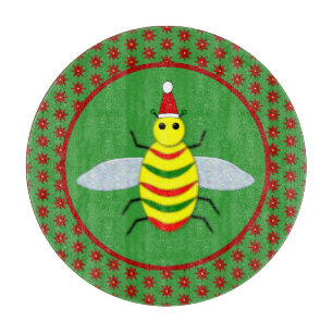 Tabla De Cortar Flores de abeja y de poinsettia para Navidades peq