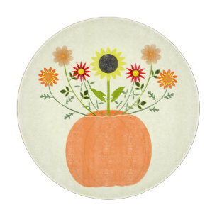 Tabla De Cortar Flores de Acción de Gracias en Calabaza