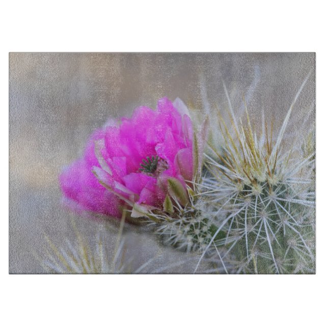 Tabla De Cortar Flores de Cactus rosadas (Anverso)
