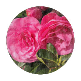 Tabla De Cortar Flores de camellia rosadas oscuras