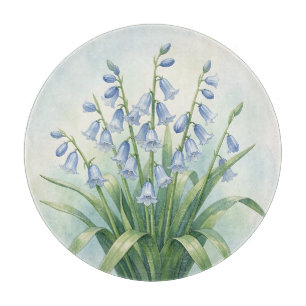 Tabla De Cortar Flores de Campanilla Azul Acuarela Botánica