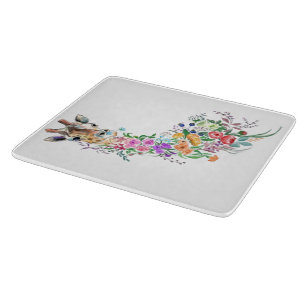 Tabla De Cortar Flores de colores - Dibujo moderno 