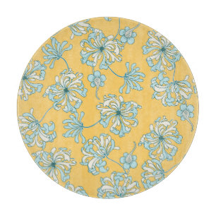Tabla De Cortar Flores de crisantemo vintage, patrón oriental.