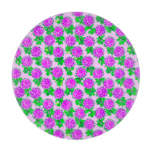 Tabla De Cortar Flores de Dahlia en violeta y orquídea