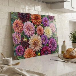 Tabla De Cortar Flores de Dalia Coloridas