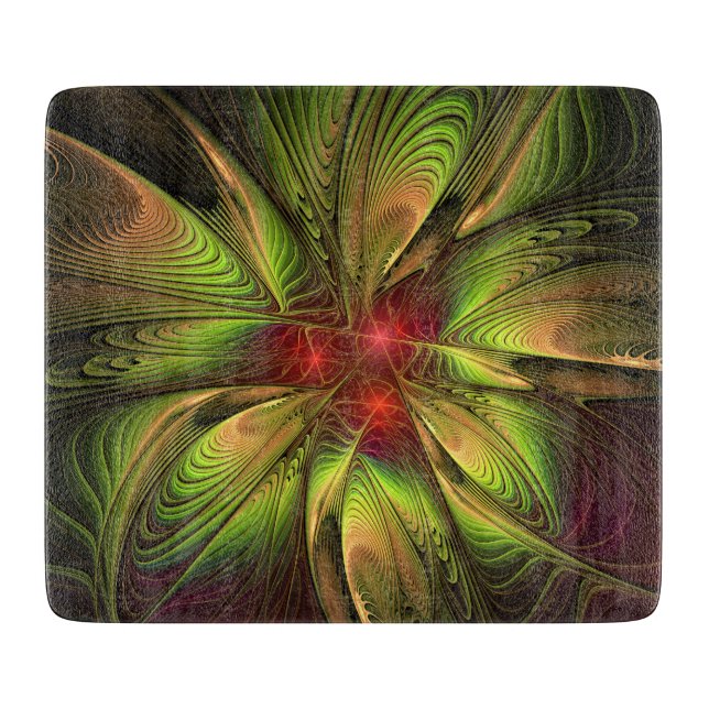 Tabla De Cortar Flores de fantasía fractal blandas y tendientes (Anverso)