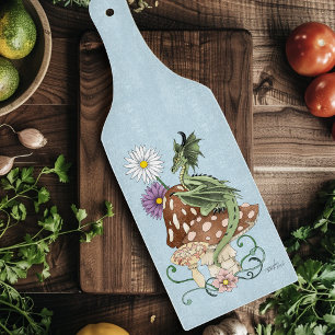 Tabla De Cortar Flores de Hongo de Dragón de Fantasía Verde Capric