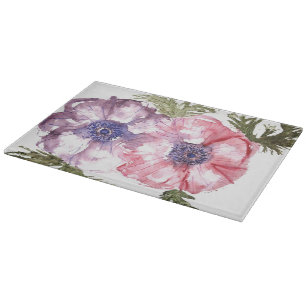 Tabla De Cortar Flores de la acuarela