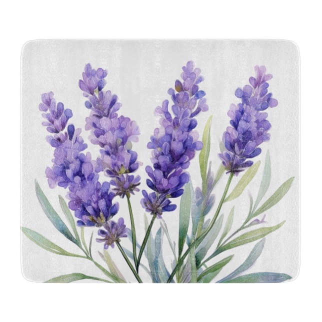Tabla De Cortar Flores de lavanda acuarela (Anverso)