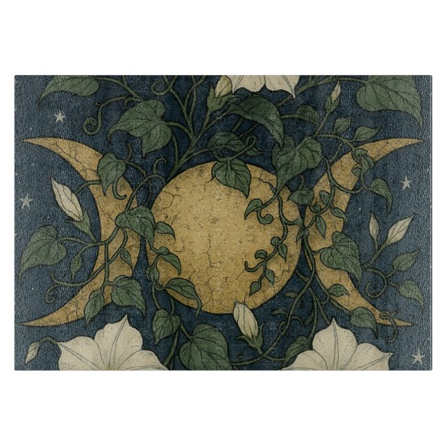 Tabla De Cortar Flores de luna triples (Anverso)