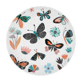 Tabla De Cortar Flores de mariposas: Colección de manos dibujadas
