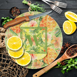 Tabla De Cortar Flores de monograma Pineapples
