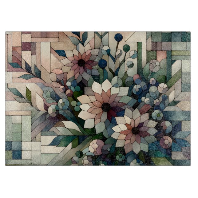 Tabla De Cortar Flores de mosaico modernas (Anverso)