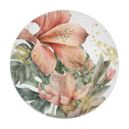 Tabla De Cortar Flores de orquídeas de jungla acuarela