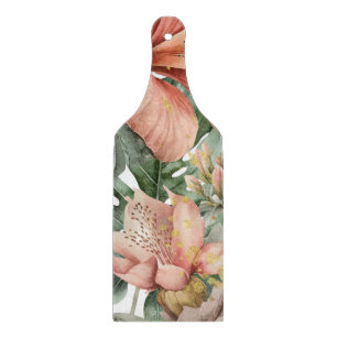 Tabla De Cortar Flores de orquídeas de jungla acuarela