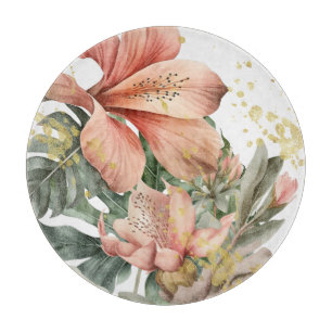 Tabla De Cortar Flores de orquídeas de la selva en acuarela