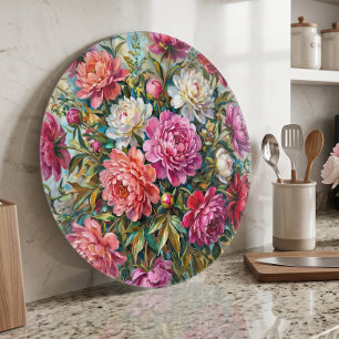 Tabla De Cortar Flores de peonía pintadas con colores elegantes