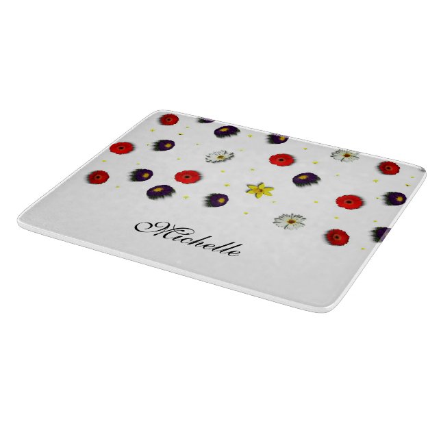 Tabla De Cortar Flores de primavera decorativas personalizadas bla (Borde)