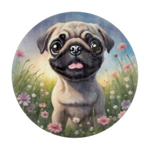 Tabla De Cortar Flores de Pug