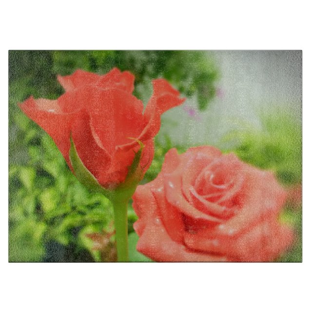 Tabla De Cortar Flores de Rosa románticas (Anverso)