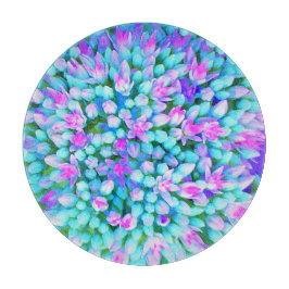 Tabla De Cortar Flores de Sedum Suculentas Azul y Rosa Caliente De