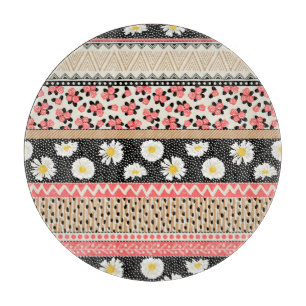 Tabla De Cortar Flores decorativas: Patrón de mosaico de mosaico d