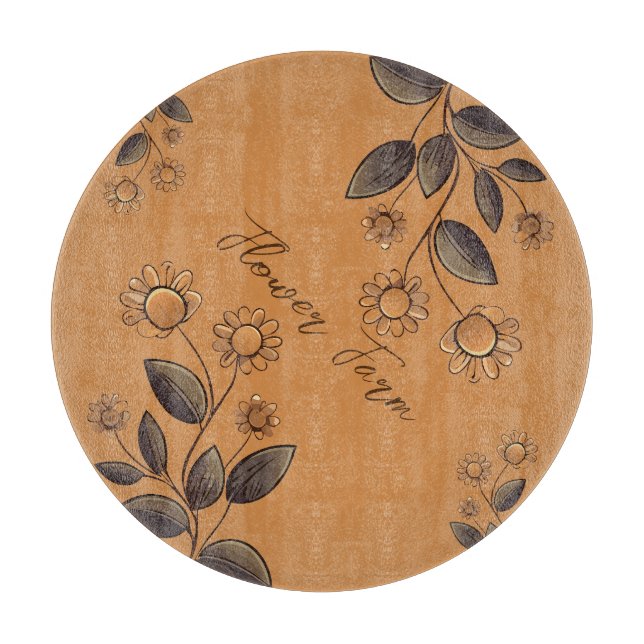 Tabla De Cortar Flores doradas (Anverso)