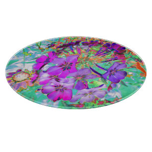 Tabla De Cortar Flores dramáticas psicodélicas magenta y púrpura