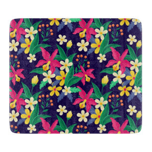 Tabla De Cortar Flores Exóticas Coloridas Patrón de Hojas-23021