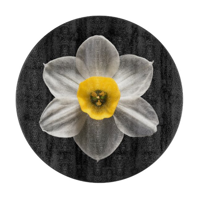 Tabla De Cortar Flores | Flor de Daffodil blanca (Anverso)